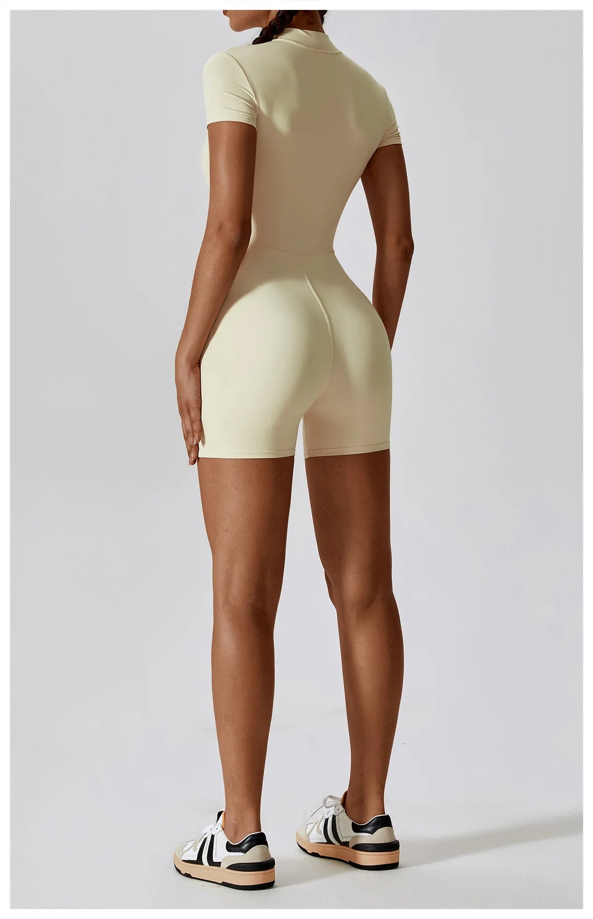 Summer Zipper Short Sleeve Yoga Bodysuit for Women