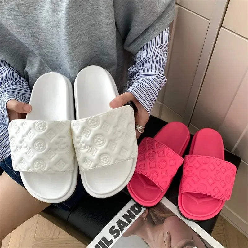 Ladies Canvas Flat Slippers Summer Sandals for Women