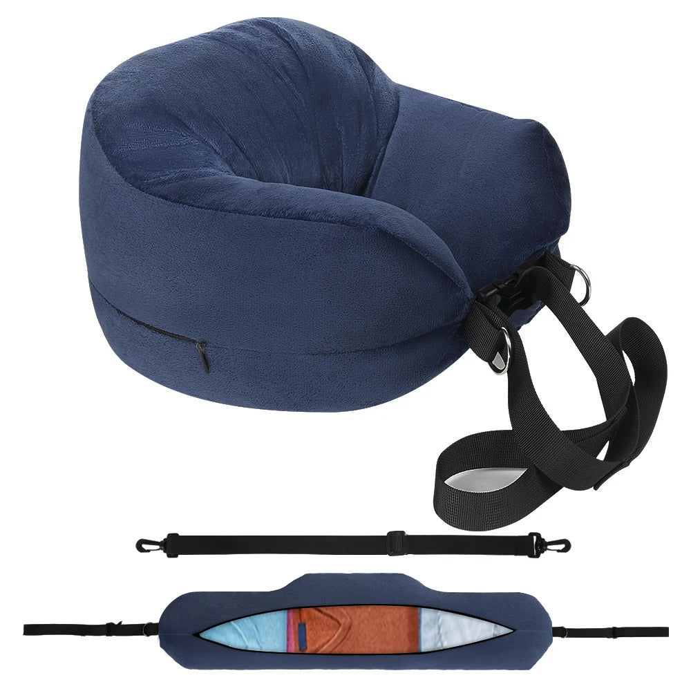 U-Shaped Travel Neck Pillow with Storage Bag