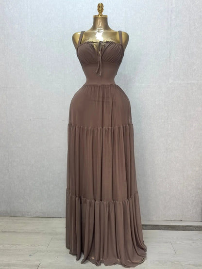 Summer Women Halter Maxi Dress Slim Polyester Beach Party
