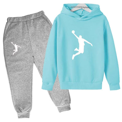 Kids Casual Hoodie and Pants Tracksuit Set
