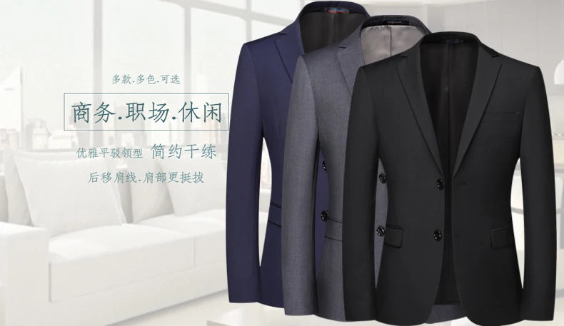 Men's Solid Color Blazer Jacket for Business and Weddings