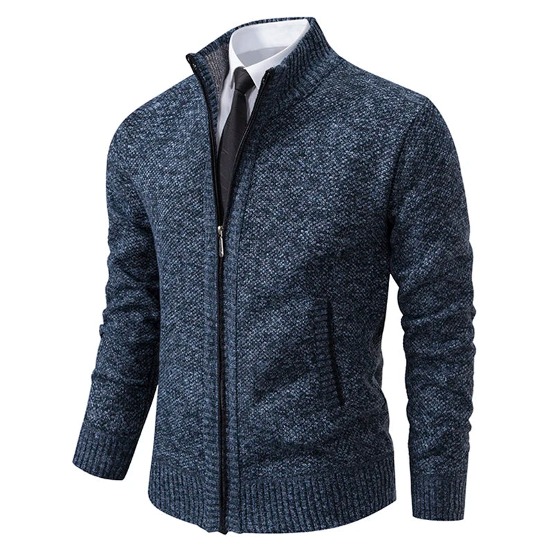 Men's Fleece Zipper Cardigan Casual Sports Coat