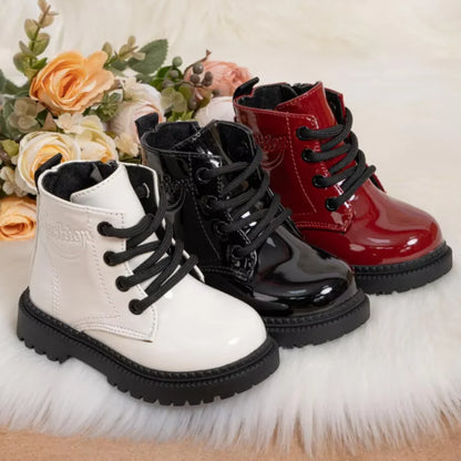 Waterproof PU Leather Children's Lace-up Boots