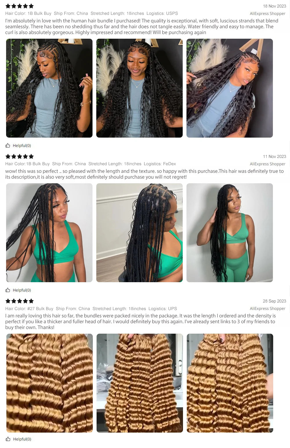 14 Inch Brazilian Virgin Deep Wave Braiding Hair