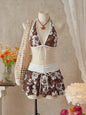 Elegant Floral High-Waist Bikini Set for Women