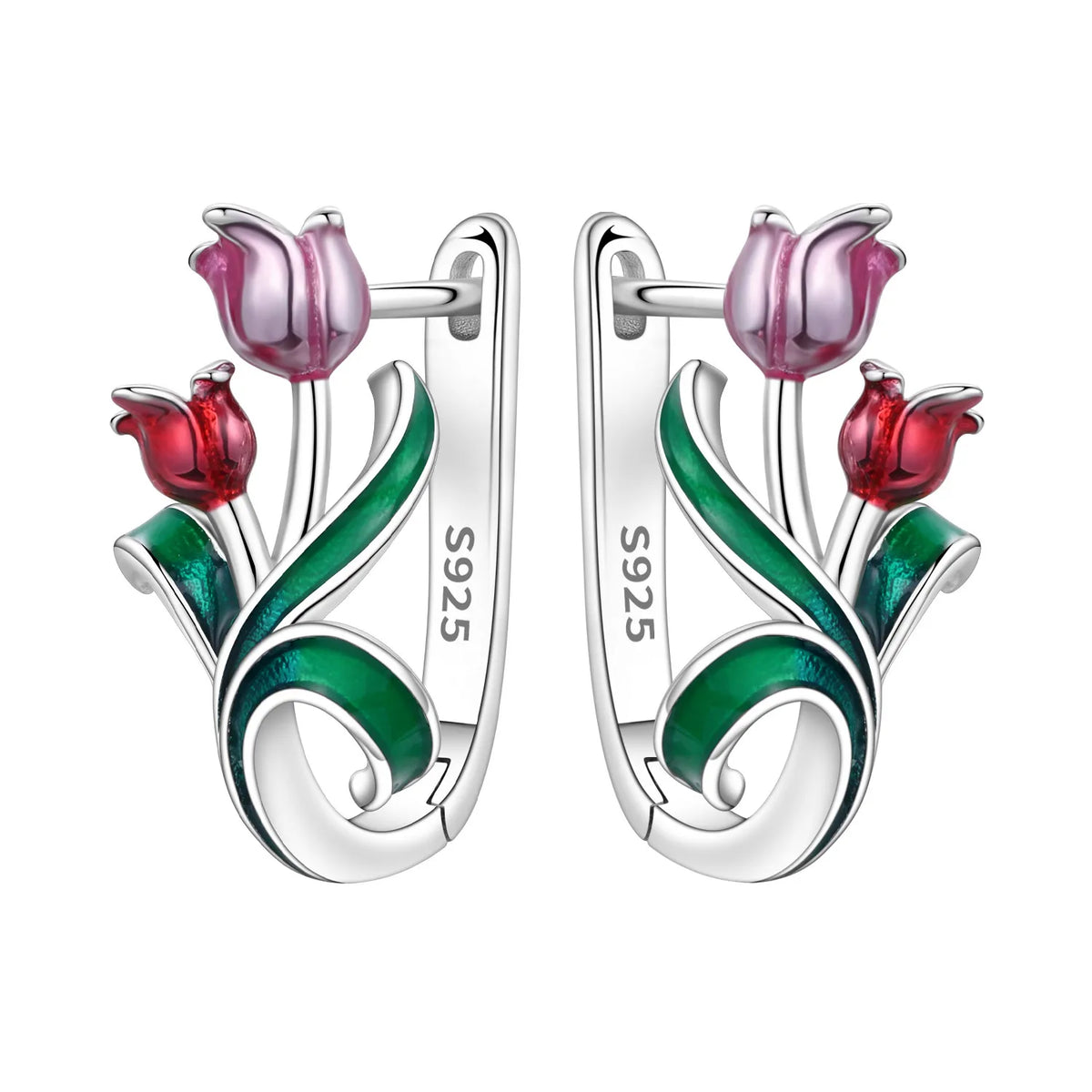 S925 Sterling Silver Iris Flower Hoop Earrings for Women