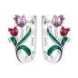 S925 Sterling Silver Iris Flower Hoop Earrings for Women
