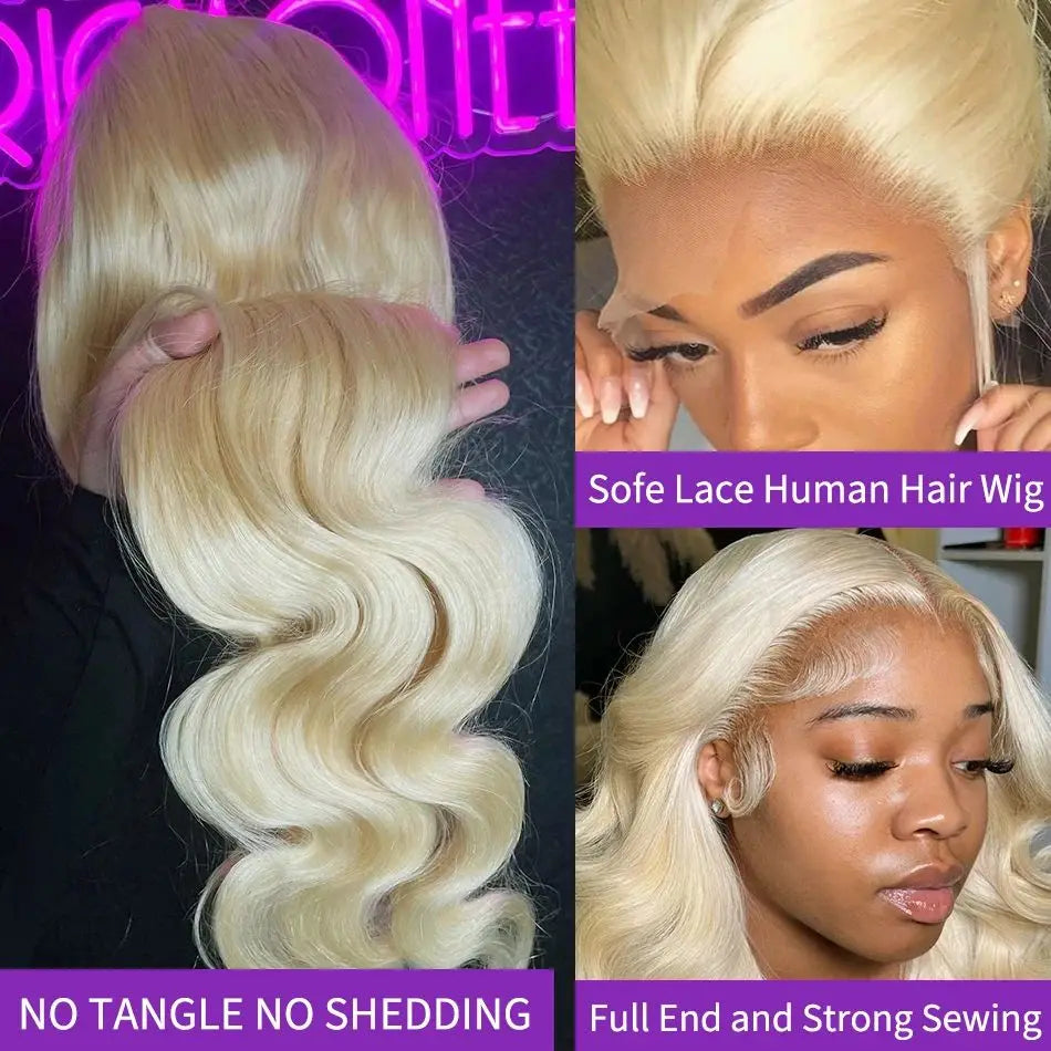 613 Body Wave Lace Frontal Wig Human Hair Blonde 30 Inch