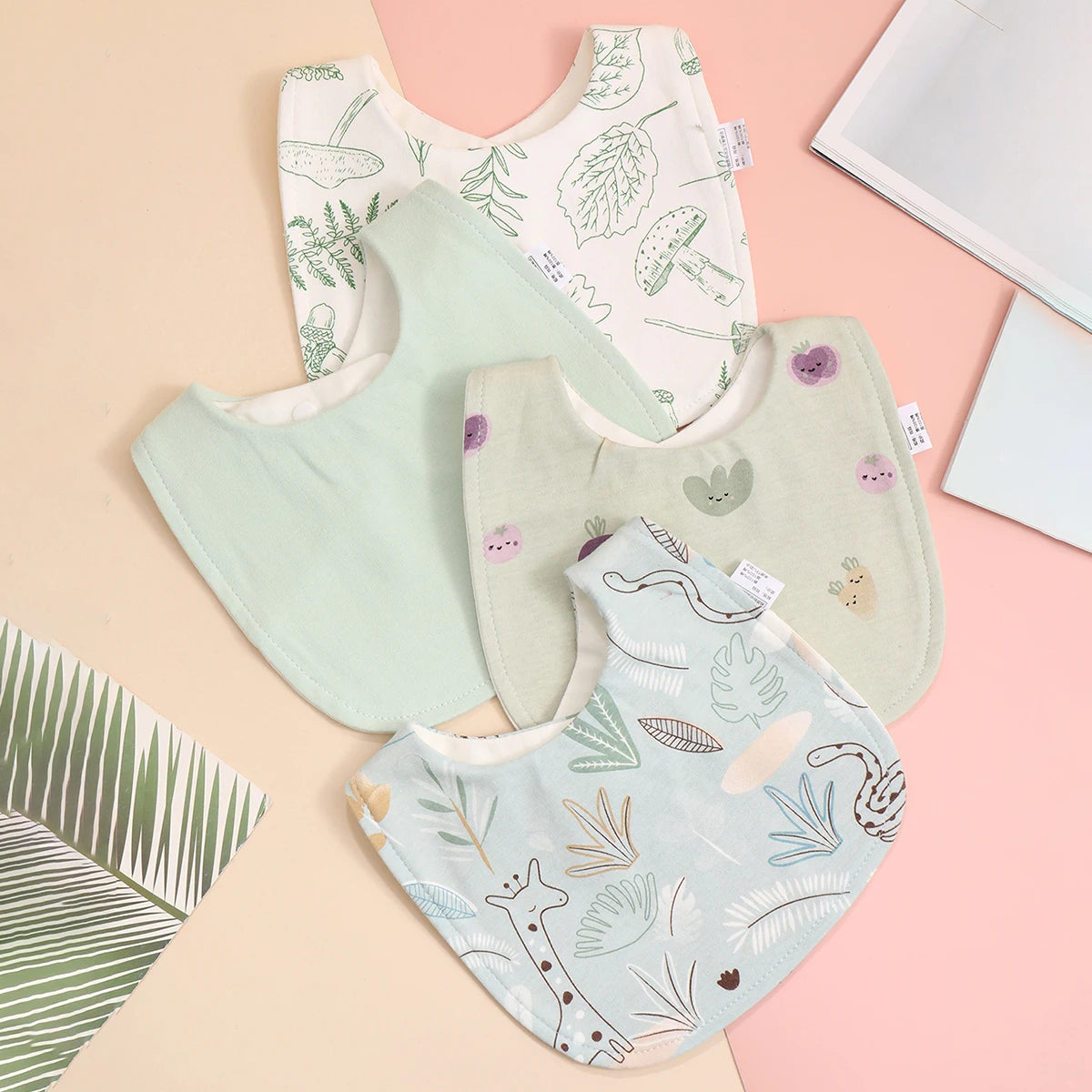 4pcs Cotton Baby Adjustable Bibs Bandana Scarf