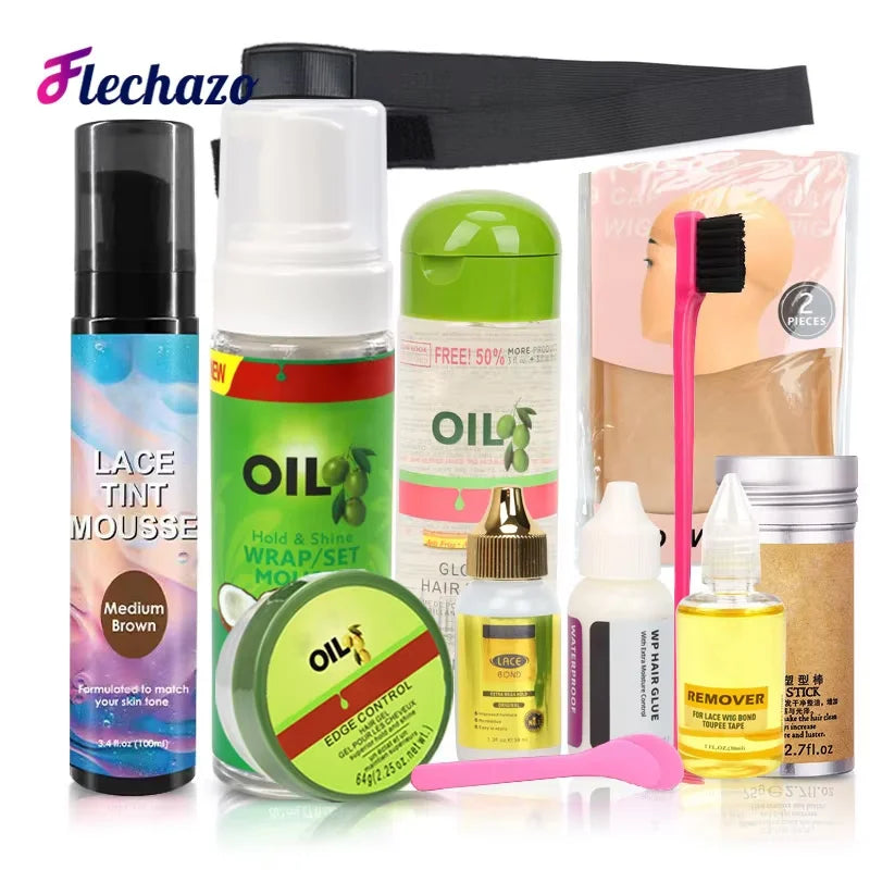 12Pcs Wig Installation Kit with Hair Mousse and Glue