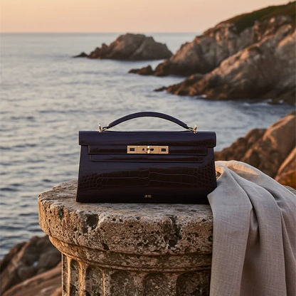 Crocodile Embossed Shoulder Bag in Pu Leather