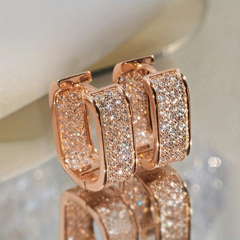 Huitan CZ Hoop Earrings for Women in Silver and Gold