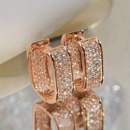 Huitan CZ Hoop Earrings for Women in Silver and Gold