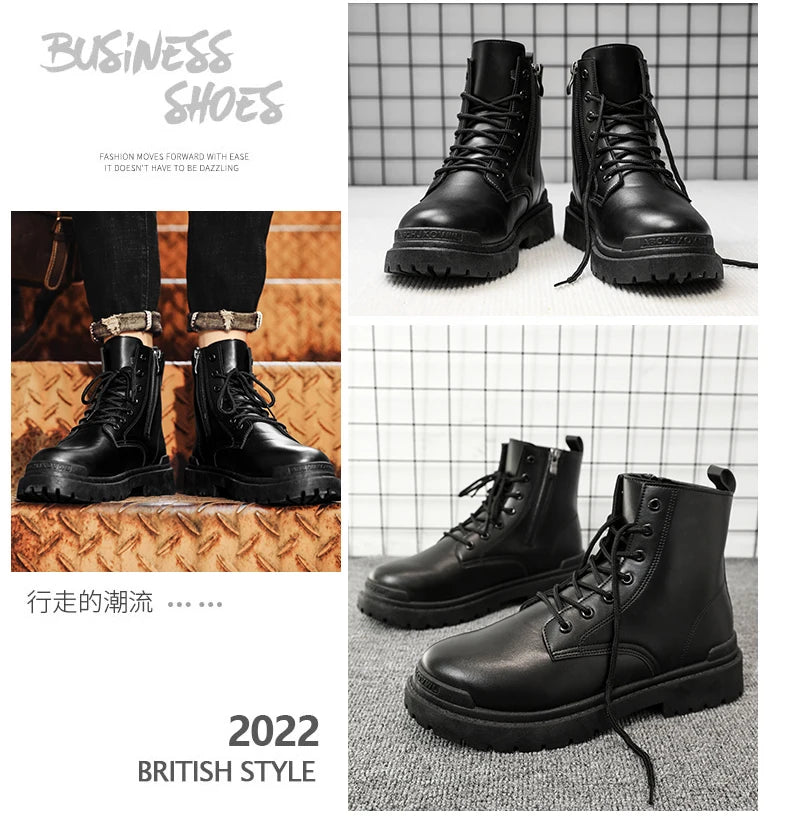 Men's Leather Ankle Boots for Outdoor Hiking