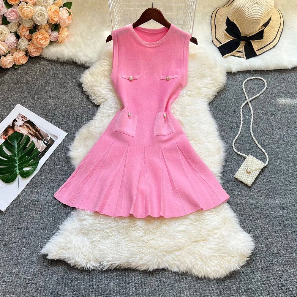 Pleated A-Line Summer Dress for Women