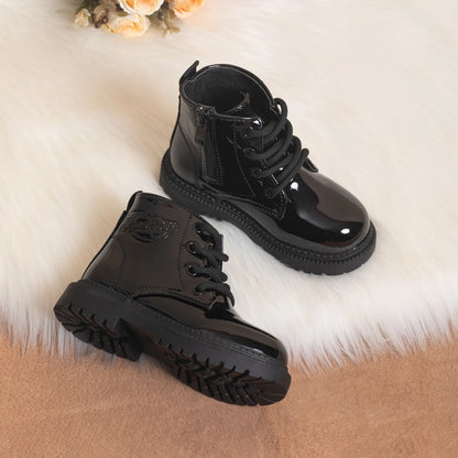 Waterproof PU Leather Children's Lace-up Boots