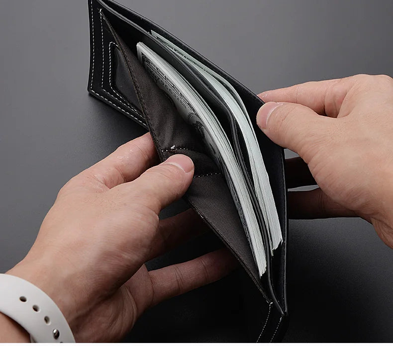 PU Leather Short Wallet for Men in Thin Folding Design