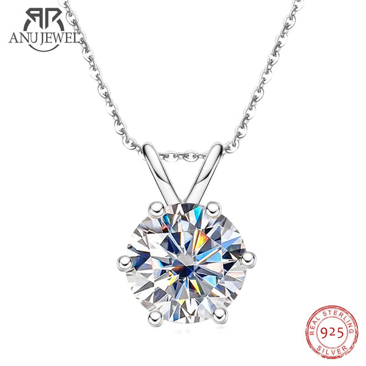 D Color Moissanite Diamond Pendant Necklace 18K Gold Plated