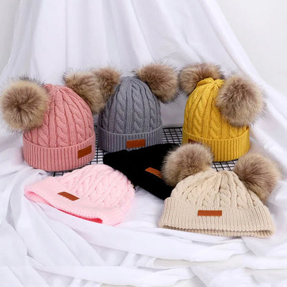 Cute Wool Pompom Baby Hat for Kids