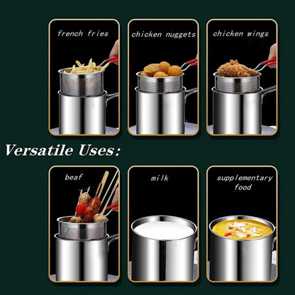 Stainless Steel Deep Fryer with Strainer Basket