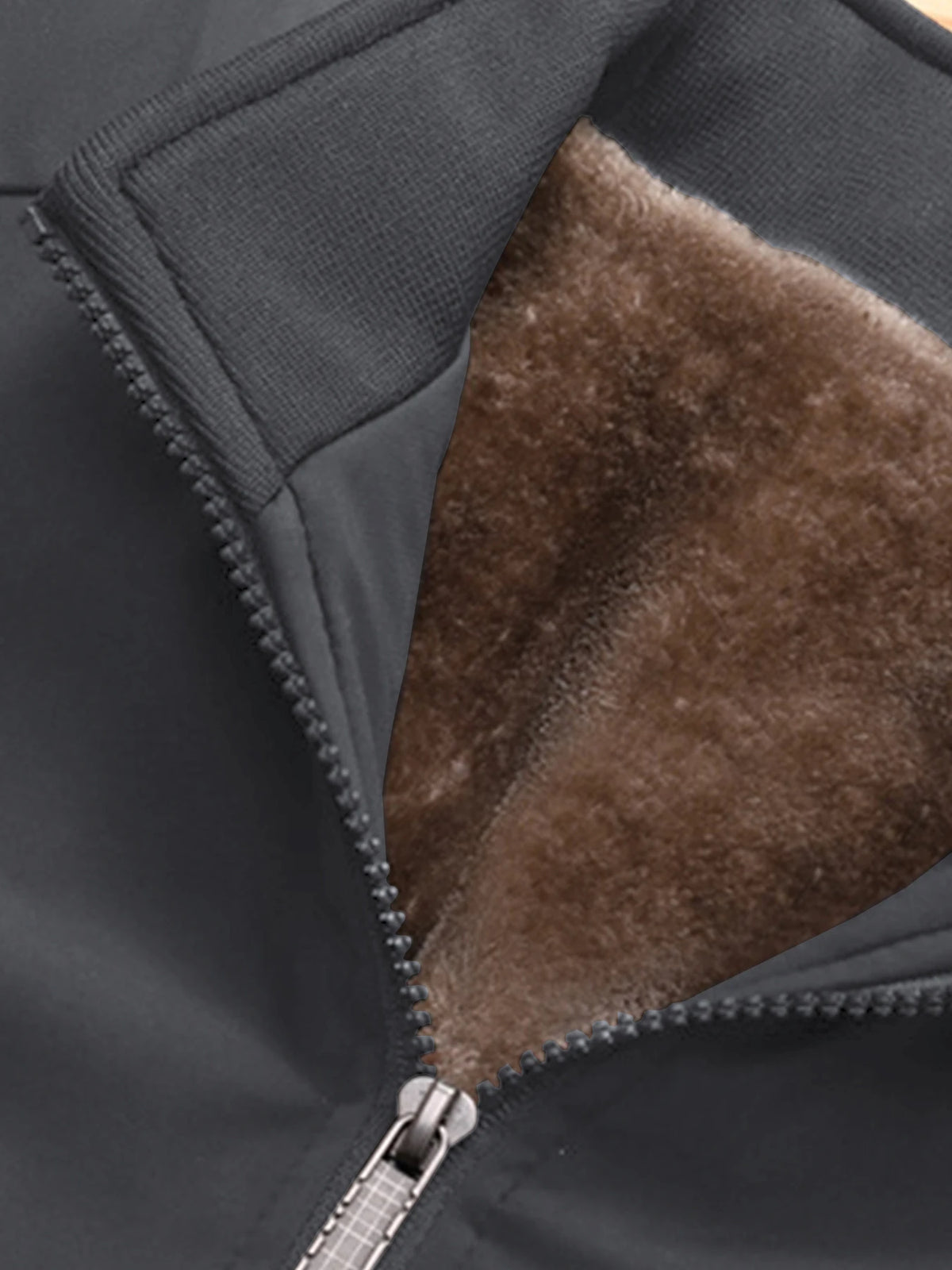 Men's Casual Velvet Jacket with Stand-Up Collar