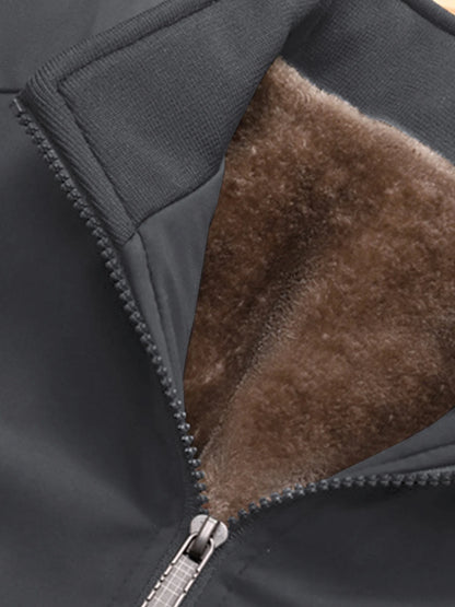 Men's Casual Velvet Jacket with Stand-Up Collar