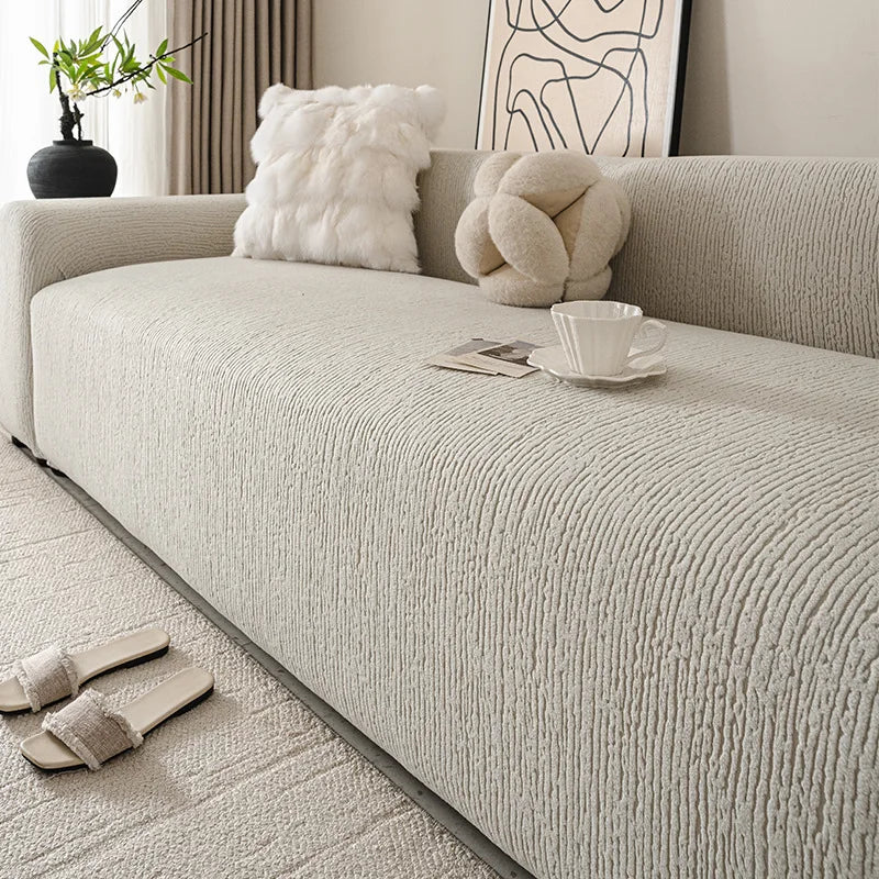 Jacquard Sofa Cover Thick Elastic for L-Shaped Sofa