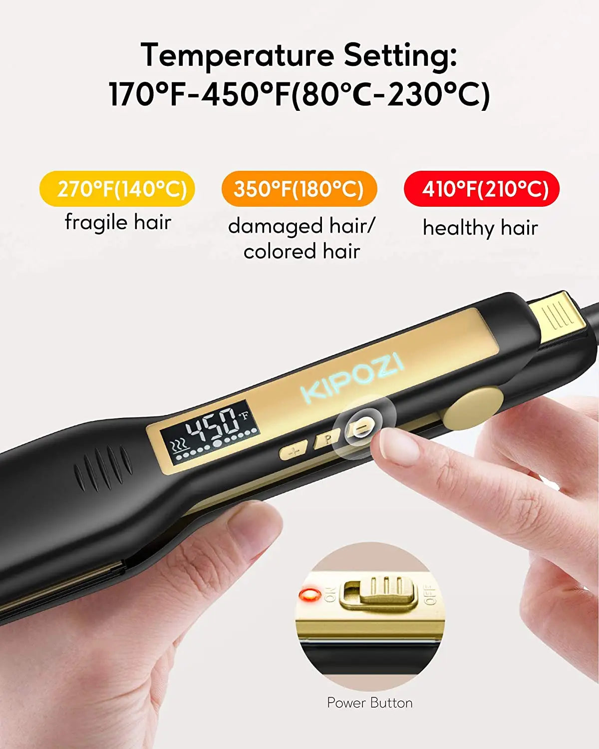 KIPOZI Titanium Flat Iron Hair Straightener with LCD Display