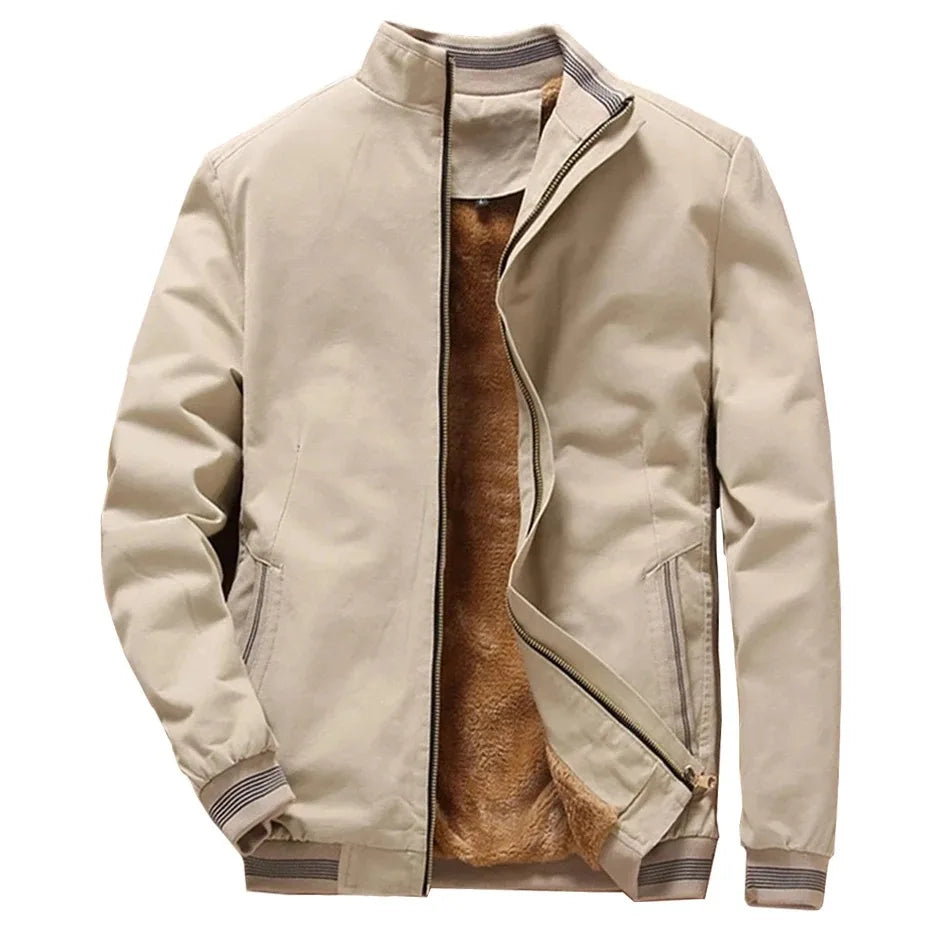 Men's Thickened Fleece Aviator Jacket in Solid Color