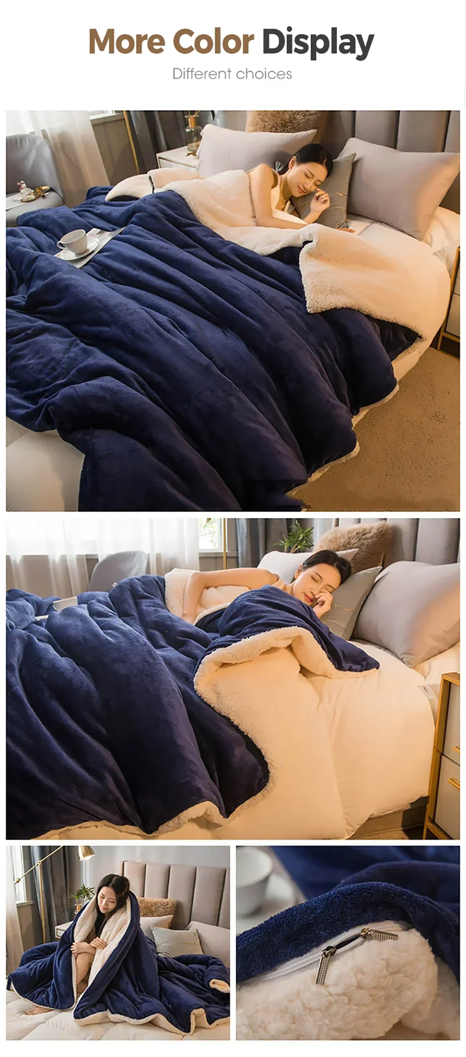 Wool Throw Blanket Double Sided Queen Size Winter Use