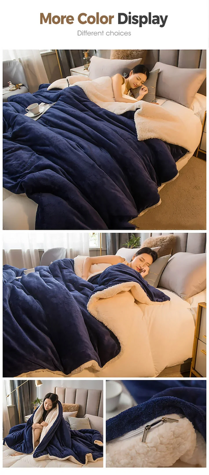 Wool Throw Blanket Double Sided Queen Size Winter Use