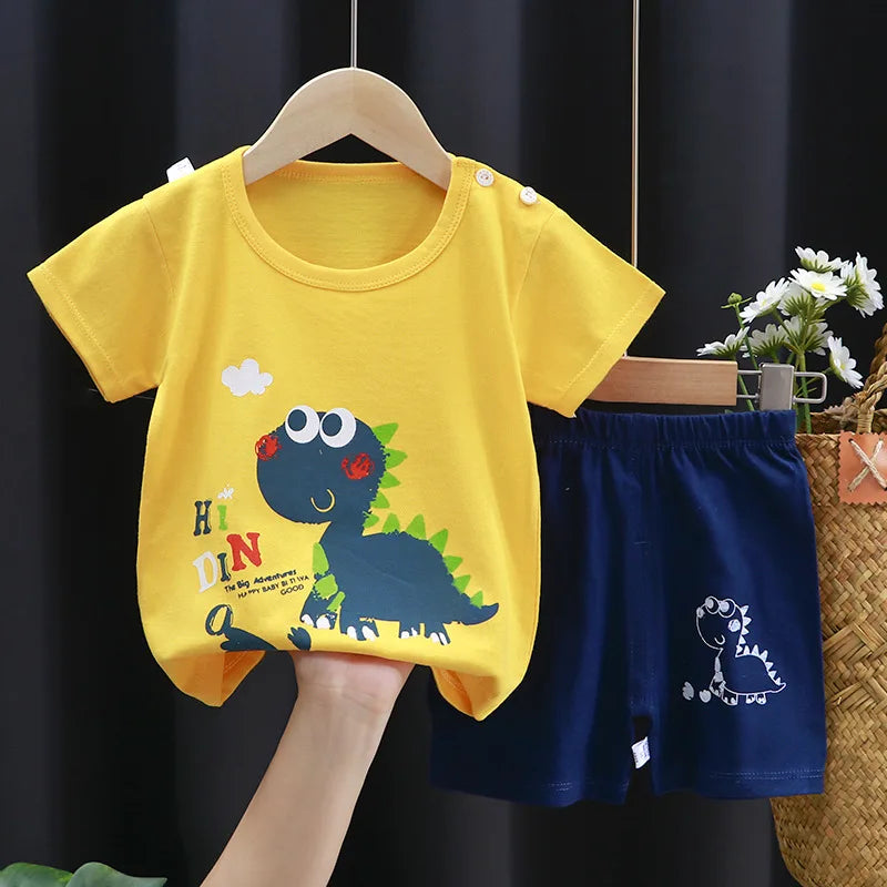 Cartoon Printed Cotton Toddler Tracksuit Set