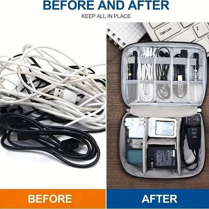 Leather Cable Storage Bag Waterproof Organizer
