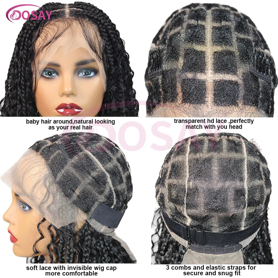 Short Bohemian Curly Braided Lace Front Wig 12 Inch