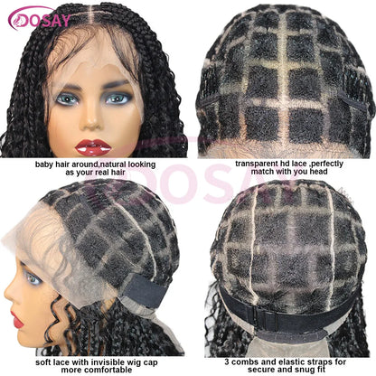 Short Bohemian Curly Braided Lace Front Wig 12 Inch