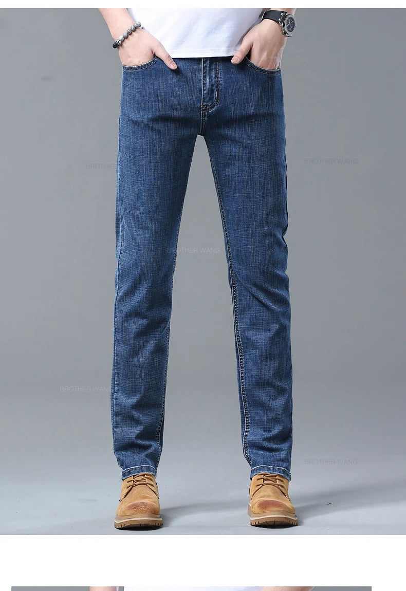Light Blue Slim Jeans for Men in Stretch Denim