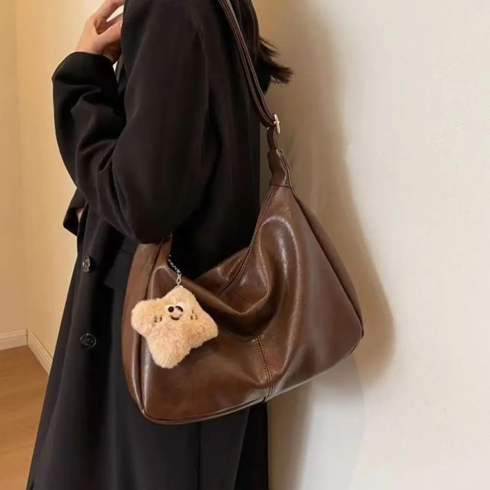 Trendy PU Leather Slouchy Shoulder Bag for Women