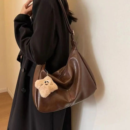 Trendy PU Leather Slouchy Shoulder Bag for Women
