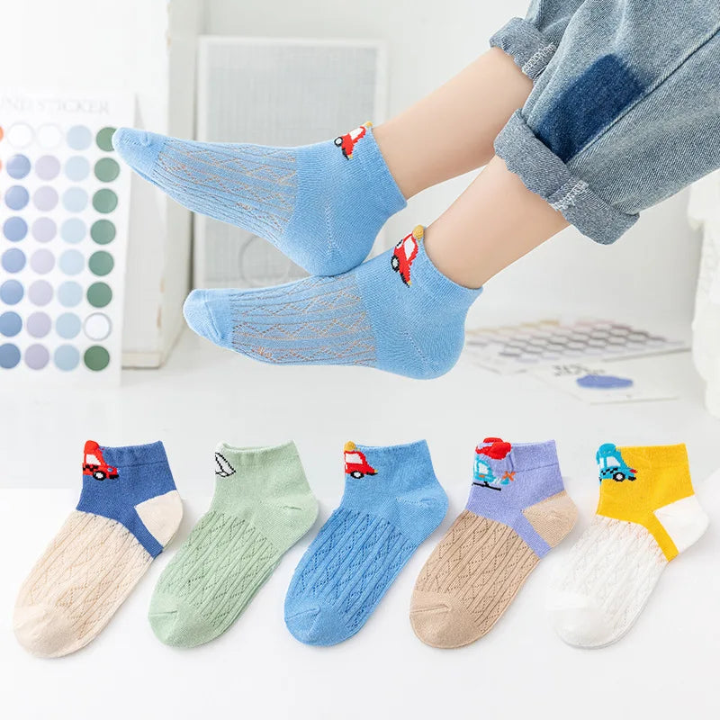 Children's Summer Fishnet Cotton Socks Set