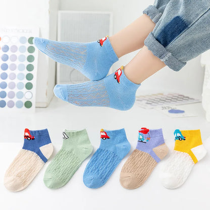 Children's Summer Fishnet Cotton Socks Set
