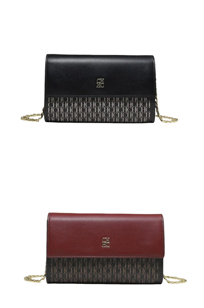 CH Women PU Leather Crossbody Bag with Metal Chain