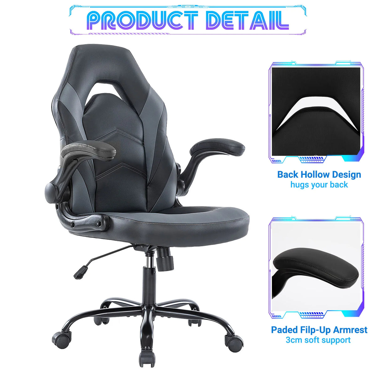 JHK Adjustable PU Leather Gaming Desk Chair