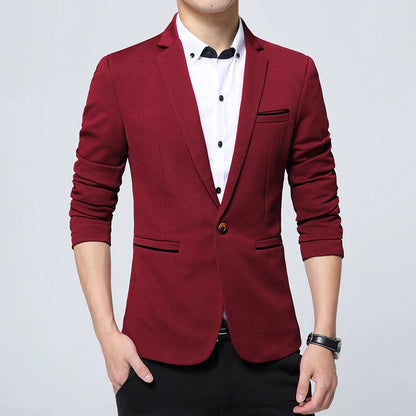 Men's Slim Fit Polyester Suit Blazer for Formal Wear