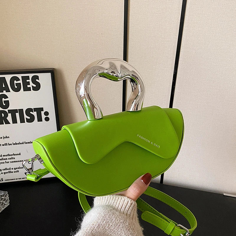 Solid PU Shoulder Bag with Hasp Compartment