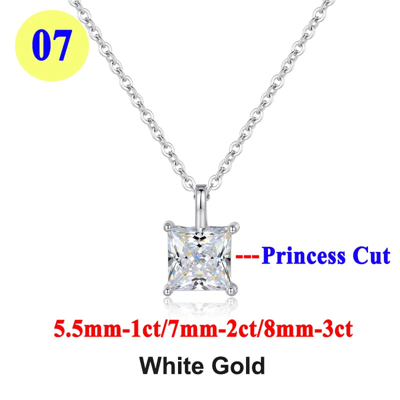 Moissanite Pendant Necklace 18K Gold Plated Women