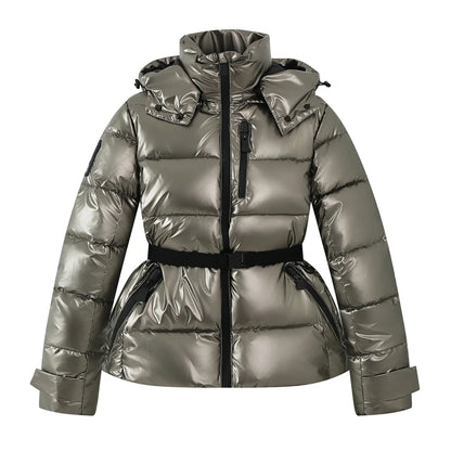 Women's Hooded Padded Winter Parka with Belt
