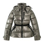 Women's Hooded Padded Winter Parka with Belt