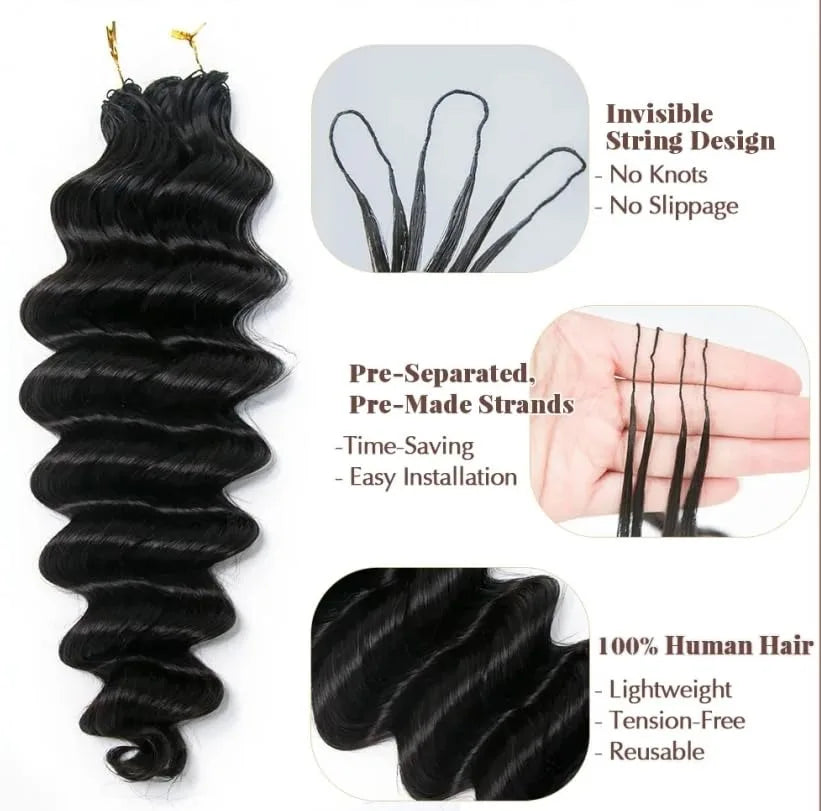 Deep Wave Crochet Human Hair Extensions for Braiding