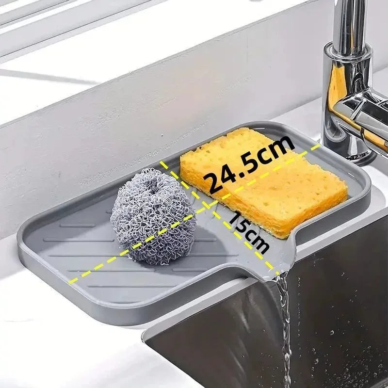 Silicone Kitchen Sink Faucet Mat and Tray